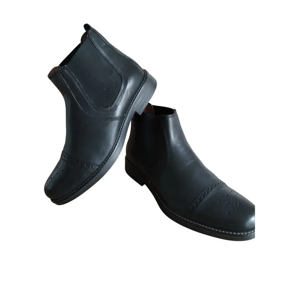 NWO Quirelli Mens Black Borrego Leather Casual Office Wear Booties size 8‎